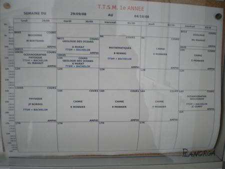 mon emploie du temps de la semaine derni�re...